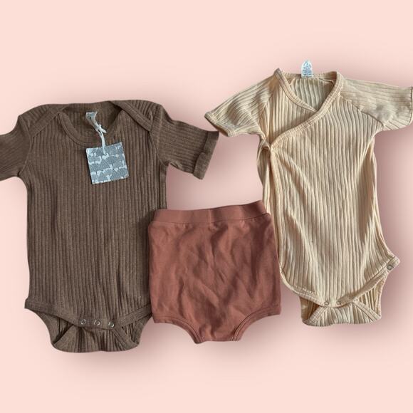 Kate Quinn Lot 18-24 Month Neutral Cotton Short Sleeve Shorts Bloomer Kimono - Picture 1 of 6